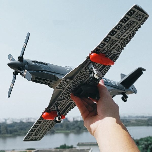 MOC NON  Soldier Fighter Air Vehicle WW2 Airaft Army Plane Building Blocks War Jet Construction Bricks toys Fashion