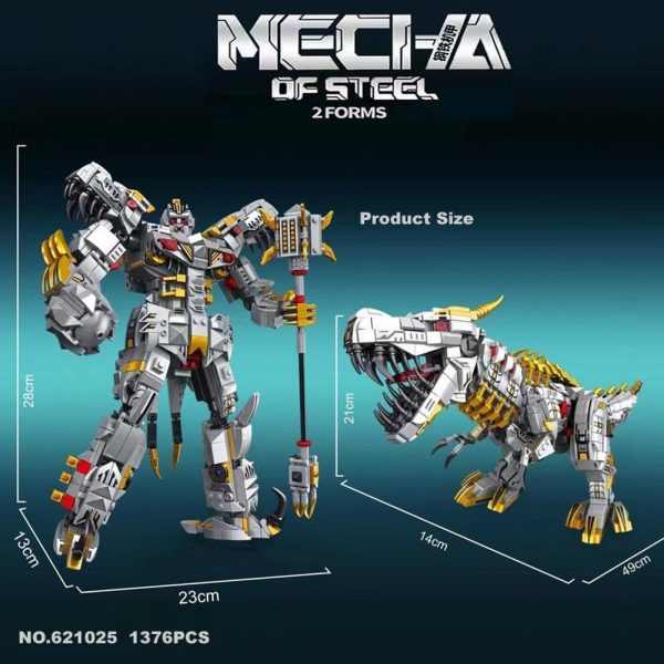 MOC NON  New 2IN1 Transformer Building Blocks Robot Deformation Large Steel Mecha Deformed Dinosaur Tyrannosaurus Rex Airship Bricks Toys For Sale