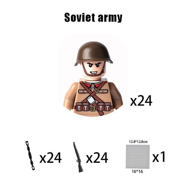 MOC NON  Kids Building Blocks Toy Soldier Figures Brick Britain US Germany Soviet Italy France Army Soldier Weapon Model Discount