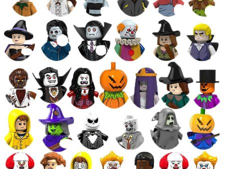 MOC NON  Halloween Building Block Action Figures Pumpkin Ghost Witch Zombie Vampire Horror Character Mini Dolls Bricks  Toys For Cheap