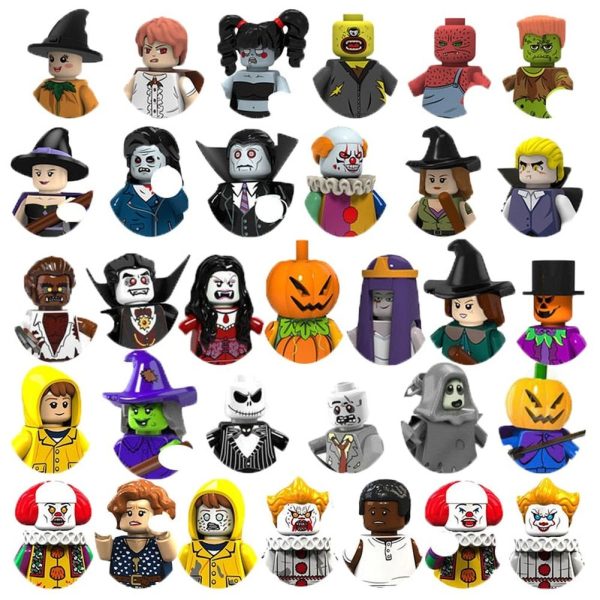 MOC NON  Halloween Building Block Action Figures Pumpkin Ghost Witch Zombie Vampire Horror Character Mini Dolls Bricks  Toys For Cheap