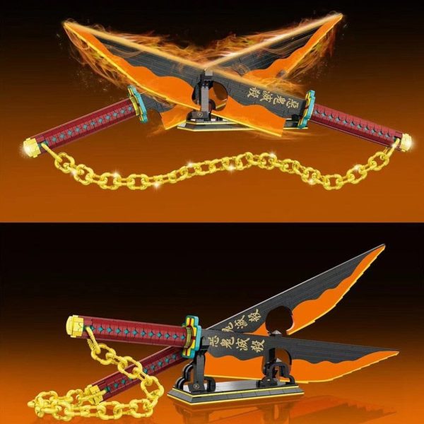 MOC NON  Demon Slayer Bleach Katana Building Block Model Building Kits Ninja Sword Anime Weapon Toy Brick  toys Fashion