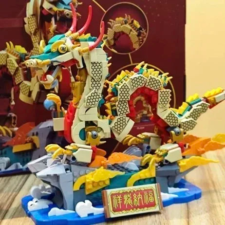 NON  2024 New Spring Festival Auspicious dragon Chinese Xianglong Nafulong Model Block Compatible with 80112 For Cheap