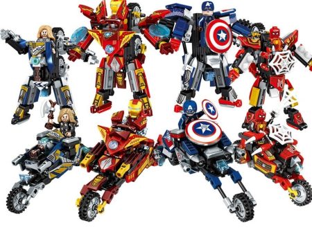 MOC  Compatible  2 IN 1 Super Hero Movie Avengers Clan Transforming Mecha Motoycle Model Building Blocks Bricks Sets Classic Dolls Kids Toys Gits For Discount