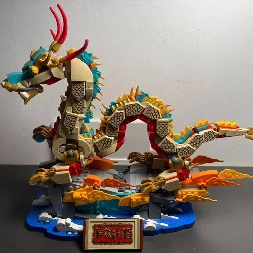 NON  2024 New Spring Festival Auspicious dragon Chinese Xianglong Nafulong Model Block Compatible with 80112 For Cheap