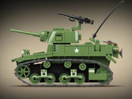 MOC  Compatible  WW2 Soldier Model Series World War II M3A1 Stuart Light Tank Collection Ornament Building Blocks Bricks Toys Sale