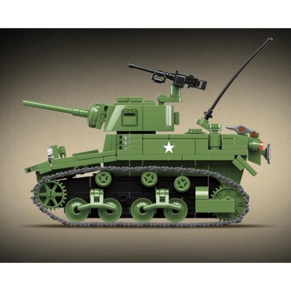 MOC  Compatible  WW2 Soldier Model Series World War II M3A1 Stuart Light Tank Collection Ornament Building Blocks Bricks Toys Sale