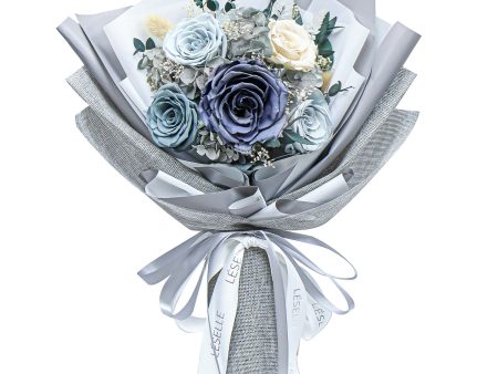 Preserved Flower Bouquet - Morandi Grey Roses Supply