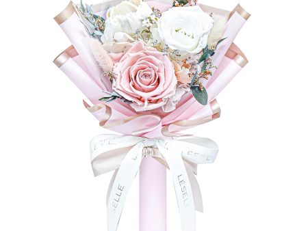 Mini Preserved Rose Bouquet - Baby Pink & White Supply