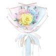 The Rainbow Bouquet - Yellow, Blue & Pink Preserved Roses Online Sale