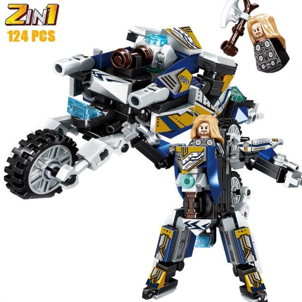 MOC  Compatible  2 IN 1 Super Hero Movie Avengers Clan Transforming Mecha Motoycle Model Building Blocks Bricks Sets Classic Dolls Kids Toys Gits For Discount