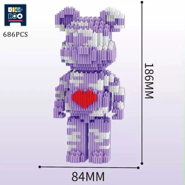 MOC NON  3470PCS Bearbrick MicroBricks Love Bear Nano Building Blocks MOC Mini Animals Model Micro Diamond Bricks toys Online now