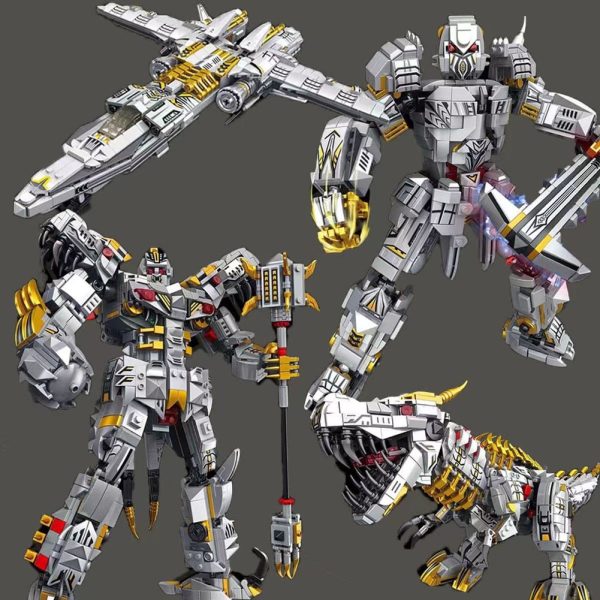 MOC NON  New 2IN1 Transformer Building Blocks Robot Deformation Large Steel Mecha Deformed Dinosaur Tyrannosaurus Rex Airship Bricks Toys For Sale