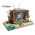 MOC NON  New 2023 Mini City Retro Television Station Building Block Creative Friends TV Show Display Figure Bricks DIY Kids Online