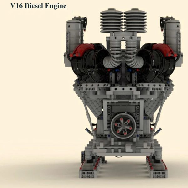 MOC NON  MOC MOC Building Block Classic Creative V16 Diesel Engine DIY Assembly Technology Bricks Science Educational Toys Supply