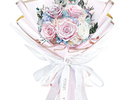 Preserved Flower Bouquet - Metallic Pink & Pale Pink Roses For Cheap