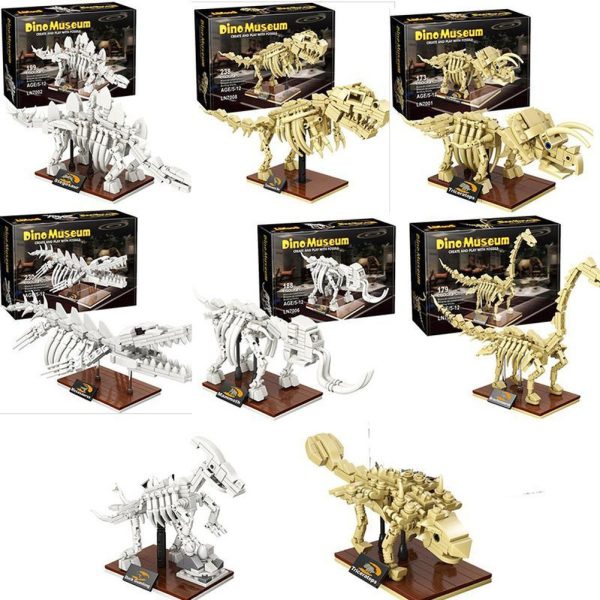 MOC NON  Jurassic dinosaur world Tyrannosaurus Rex fossil skeleton model  s DIY assembled educational building blocks toy Cheap