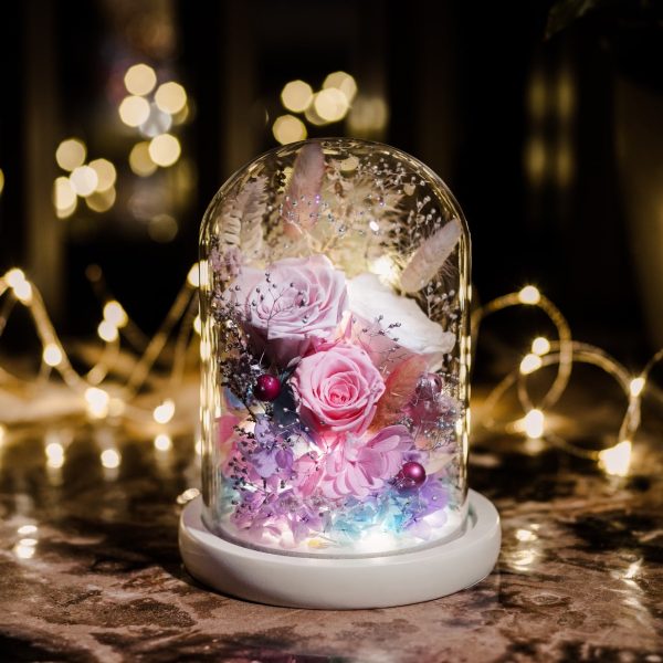 Preserved Rose Magical Bell Jar - Baby Pink   Light Purple Online now