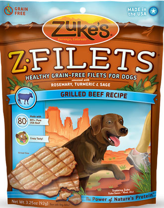 Zuke s Z-Filets Grilled Beef Dog Treat 92g Supply