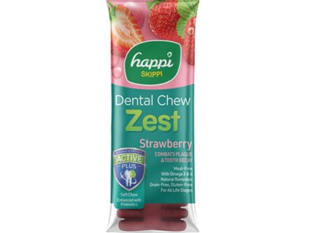 10 FOR $12: Happi Skippi (Doggy) Zest Strawberry 4 Inch Dental Dog Chew 25g For Sale