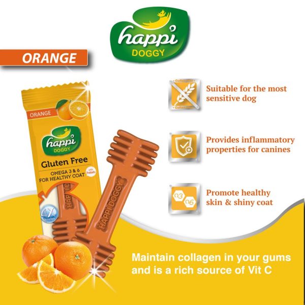 10 FOR $12: Happi Skippi (Doggy) Zest Orange 4 Inch Dental Dog Chew 25g Supply