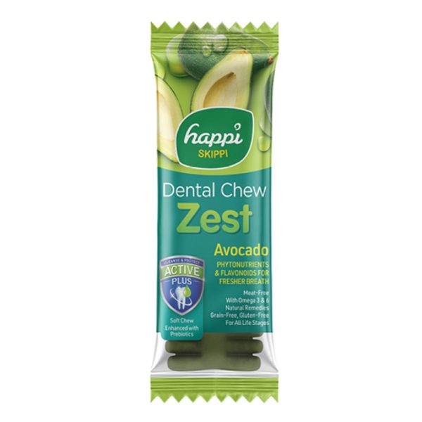 10 FOR $12: Happi Skippi (Doggy) Zest Avocado 4 Inch Dental Dog Chew 25g For Cheap