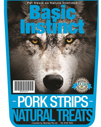 Basic Instinct Pork Strips Natural Dog Treats 200g Hot on Sale