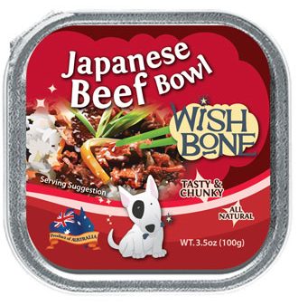 Wishbone Grain Free Japanese Beef Bowl Tray Dog Food 100g Supply