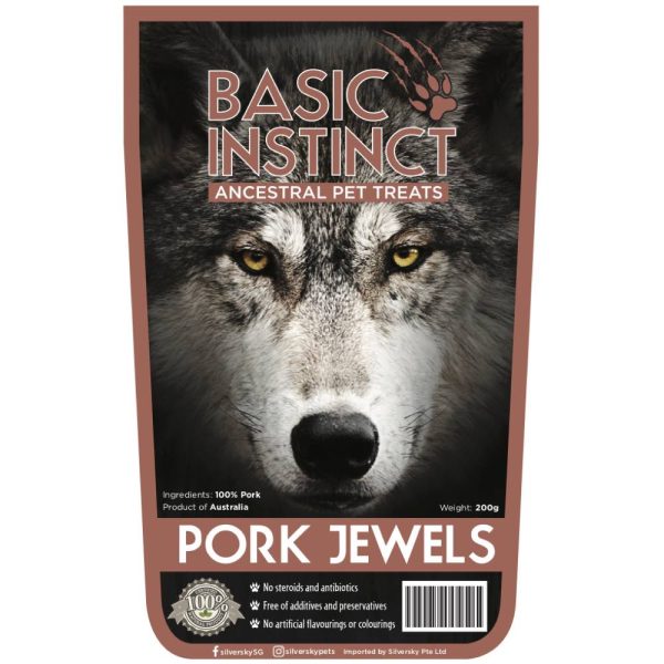 Basic Instinct Pork Jewels Dog Treats 200g Fashion