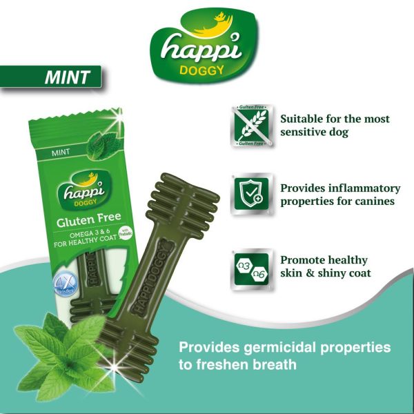 10 FOR $12: Happi Skippi (Doggy) Zest Mint 4 Inch Dental Dog Chew 25g on Sale