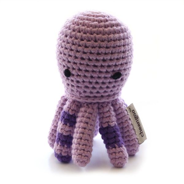 Handmade Bamboo Crochet Teething Rattle - Octopus For Cheap