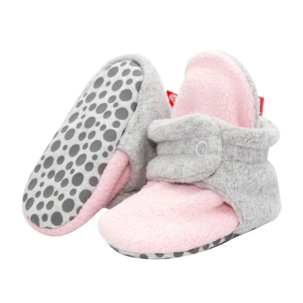 Cozie Fleece Baby Booties - Baby Pink Heather Gray Sale