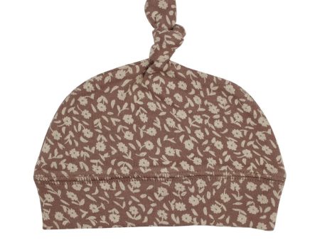 Banded Top Knot Hat - Latte Floral Hot on Sale