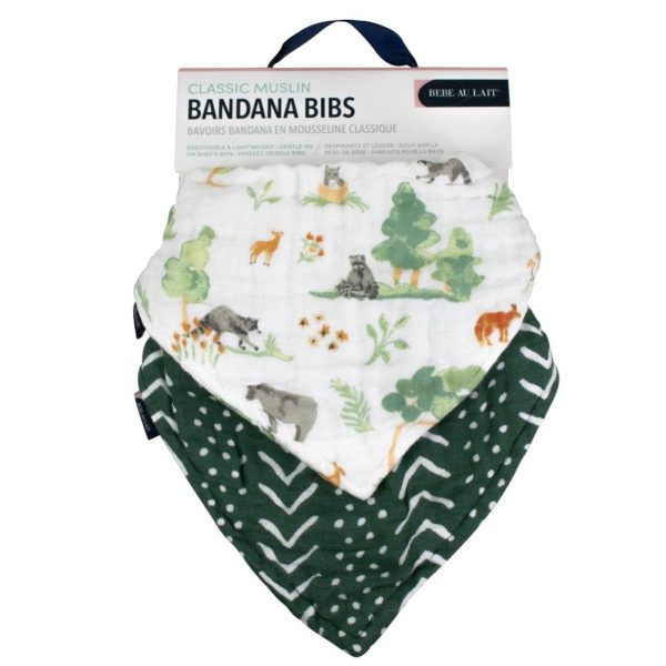 Classic Muslin Bandana Bibs - Forest Friends + Mudcloth on Sale