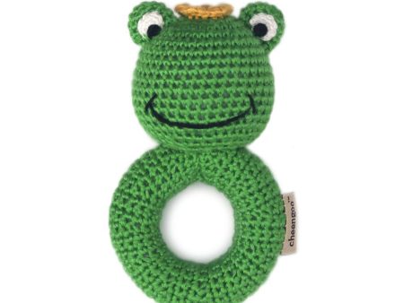 Handmade Crochet Teething Ring Rattle - Frog Prince Hot on Sale