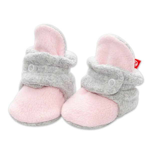 Cozie Fleece Baby Booties - Baby Pink Heather Gray Sale