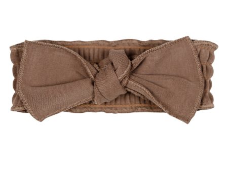 Smocked Tie Headband - Latte on Sale