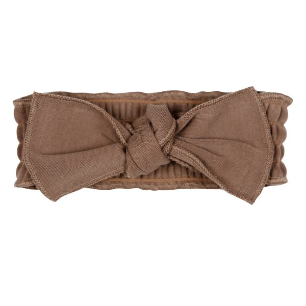 Smocked Tie Headband - Latte on Sale